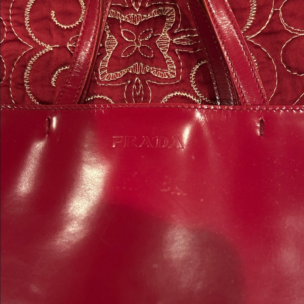 Prada Red Leather Tote Bag - Picture 4 of 13
